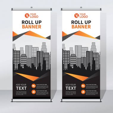 Roll up Banner, banner, x banner, modern dikey yeni vektör tasarım şablonu çek