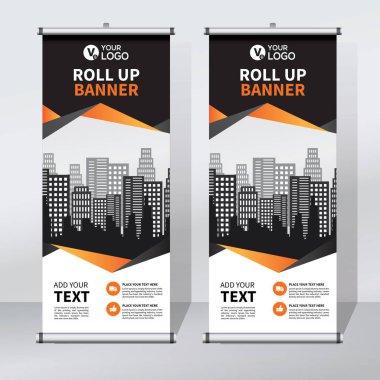 Roll up Banner, banner, x banner, modern dikey yeni vektör tasarım şablonu çek