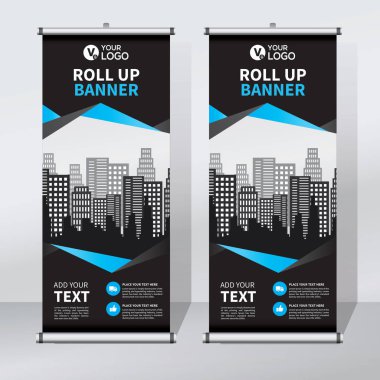 Roll up Banner, banner, x banner, modern dikey yeni vektör tasarım şablonu çek