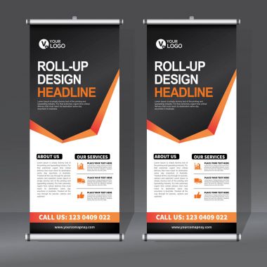 Roll up Banner, banner, x banner, modern dikey yeni vektör tasarım şablonu çek