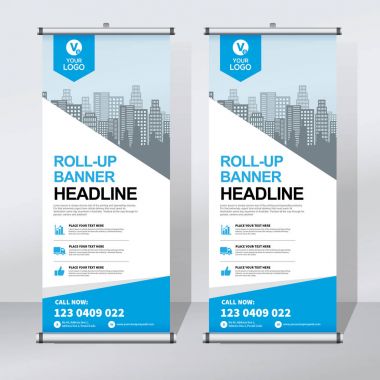 Roll up Banner, banner, x banner, modern dikey yeni vektör tasarım şablonu çek