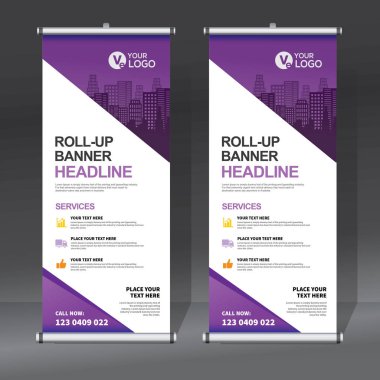 Roll up Banner, banner, x banner, modern dikey yeni vektör tasarım şablonu çek