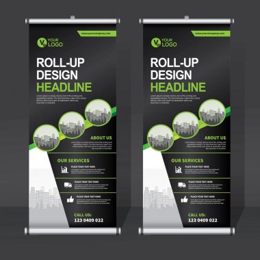 Roll up Banner, banner, x banner, modern dikey yeni vektör tasarım şablonu çek