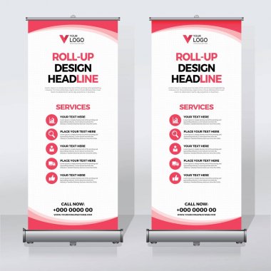 Roll up Banner, banner, x banner, modern dikey yeni vektör tasarım şablonu çek