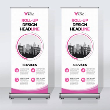 Roll up Banner, banner, x banner, modern dikey yeni vektör tasarım şablonu çek