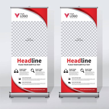 Roll up Banner, banner, x banner, modern dikey yeni vektör tasarım şablonu çek