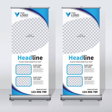 Roll up Banner, banner, x banner, modern dikey yeni vektör tasarım şablonu çek