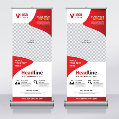 Roll up Banner, banner, x banner, modern dikey yeni vektör tasarım şablonu çek