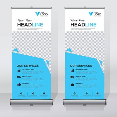 Roll up Banner, banner, x banner, modern dikey yeni vektör tasarım şablonu çek