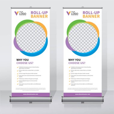 Roll up Banner, banner, x banner, modern dikey yeni vektör tasarım şablonu çek