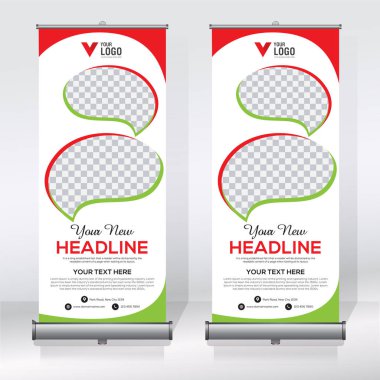 Roll up Banner, banner, x banner, modern dikey yeni vektör tasarım şablonu çek