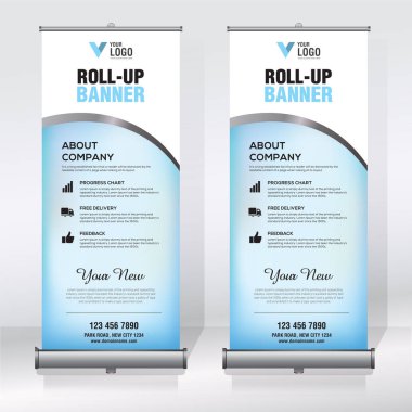 Roll up Banner, banner, x banner, modern dikey yeni vektör tasarım şablonu çek