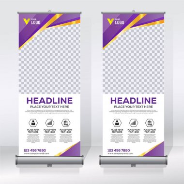 Roll up Banner, banner, x banner, modern dikey yeni vektör tasarım şablonu çek