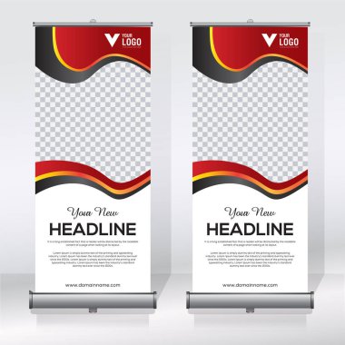 Roll up Banner, banner, x banner, modern dikey yeni vektör tasarım şablonu çek