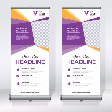 Roll up Banner, banner, x banner, modern dikey yeni vektör tasarım şablonu çek