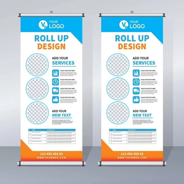 Roll Banner Het Optrekken Van Banner Banner Moderne Verticale Nieuwe — Stockvector