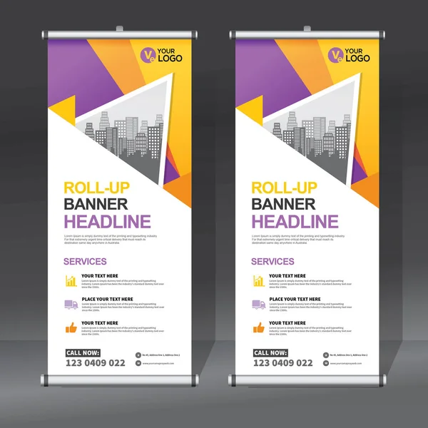 Roll Banner Pull Banner Banner Moderno Vertical Nueva Plantilla Diseño — Vector de stock