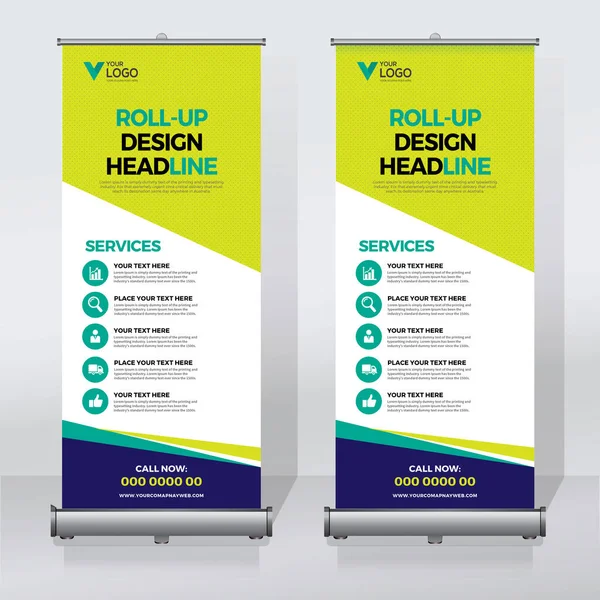 Rulla Upp Banner Dra Upp Banner Banner Modern Vertikal Vektor — Stock vektor