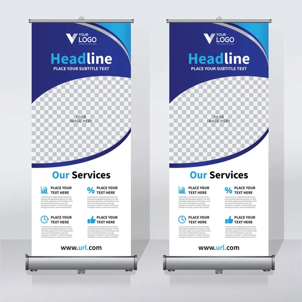 Roll Banner Pull Banner Banner Modelo Design Vetor Novo Vertical — Vetor de Stock