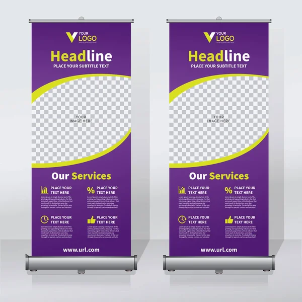 Roll Banner Pull Banner Banner Moderne Vertikale Neue Vektordesign Vorlage — Stockvektor