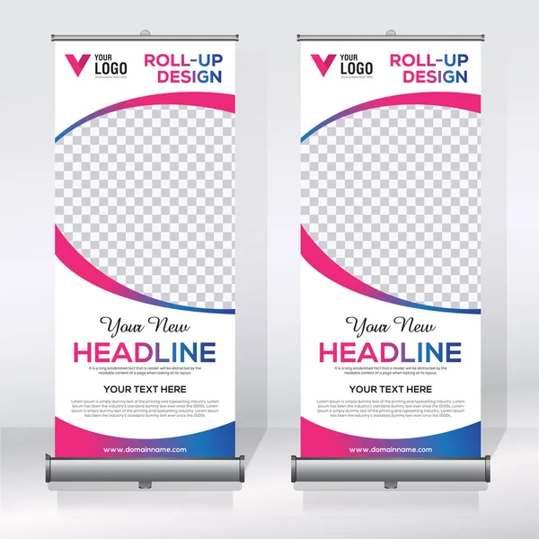 Roll Banner Pull Banner Banner Nuovo Modello Design Vettoriale Verticale — Vettoriale Stock