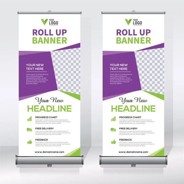 Roll Banner Pull Banner Banner Modern Vertical New Vector Design Stock