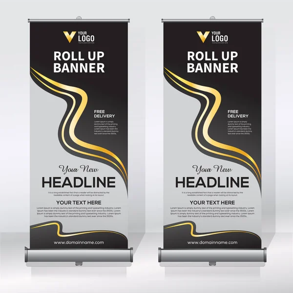 Roll Banner Het Optrekken Van Banner Banner Moderne Verticale Nieuwe — Stockvector