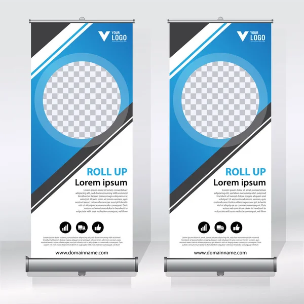 Rulla Upp Banner Dra Upp Banner Banner Modern Vertikal Vektor — Stock vektor