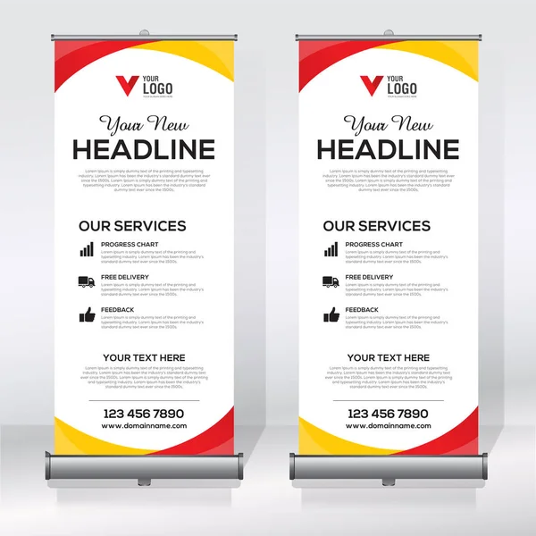 Roll up Banner, banner, x banner, modern dikey yeni vektör tasarım şablonu çek