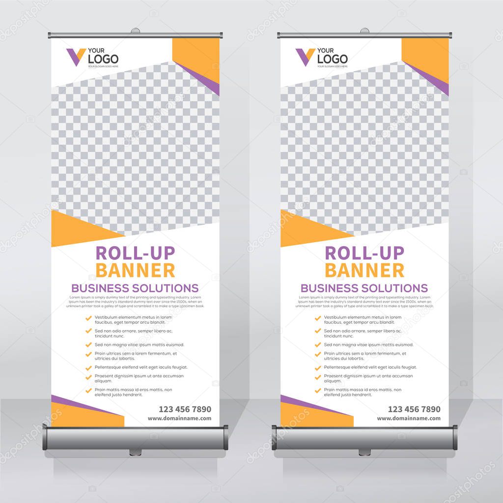Roll up banner, pull up banner, x-banner, modern vertical new vector design template