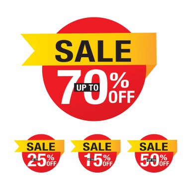 Satış ve özel teklif etiketleri, fiyat etiketleri, satış etiketi, afiş, vektör illüstrasyonu.