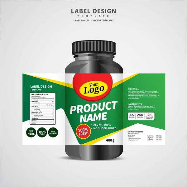 Fles Label Pakket Sjabloonontwerp Labelontwerp Mock Label Ontwerpsjabloon — Stockvector