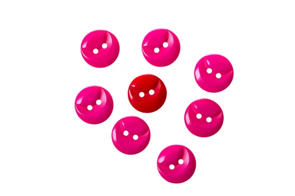Beyaz üzerine kırmızı ve pembe düğmeleri