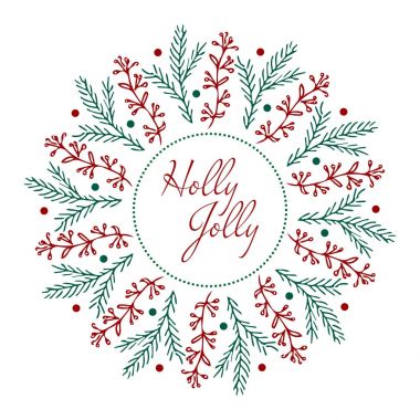 Noel kartı tasarım. Holly Jolly. Çizilmiş vektör çizim el.