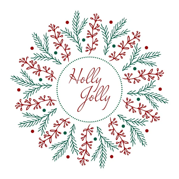 Christmas Card design. Holly Jolly. Hand drawn vector illustration. — Stock Vector