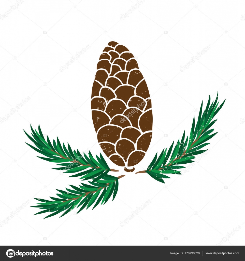 Vektor-Illustration von Tannenzapfen mit mit Zweig, Weihnachten-symbol