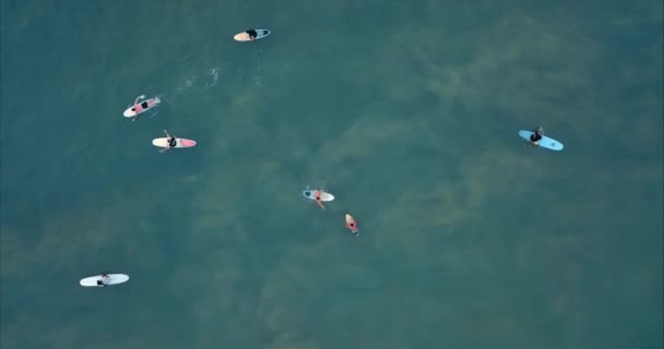 Surfuje na záběrech ze Srí Lanky. Surfovat, mávat. Dron 4k Shot Surfing Ocean Lifestyle, Extreme — Stock video