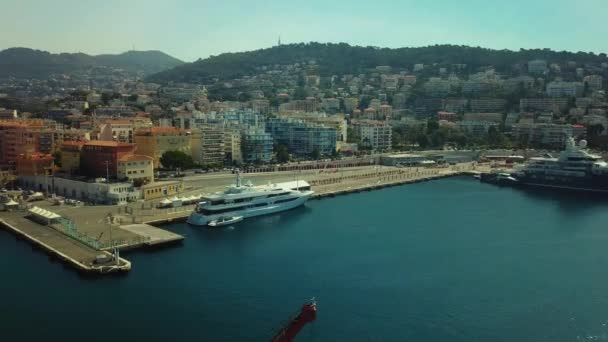 Vista do Porto Velho de Nice com iates, França — Vídeo de Stock