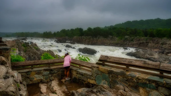 Great Falls National Park on a stormy overcast day