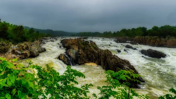 Great Falls National Park on a stormy overcast day