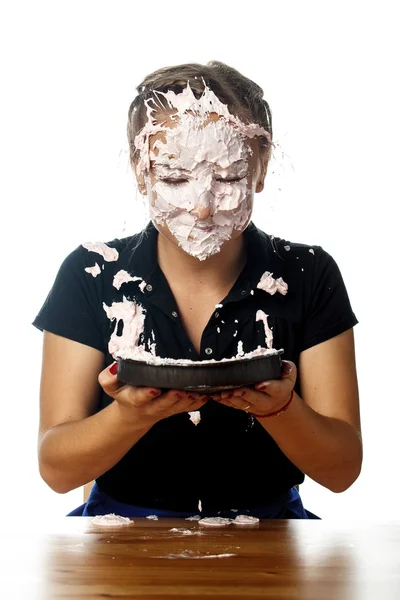 Cake on face. Stock Image — Stock Photo, Image