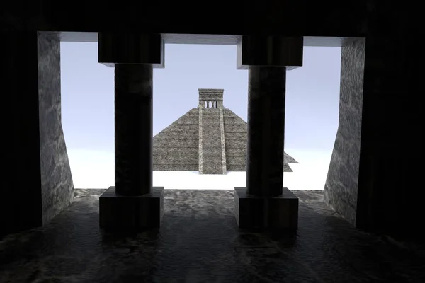 Realistic 3d render of mayan pyramid — Stock Photo, Image