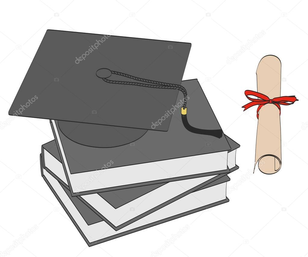 2d cartoon illustration of graduation set