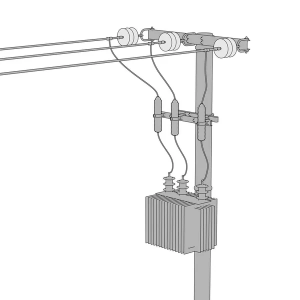 2D kreslená ilustrace elektrické vedení — Stock fotografie