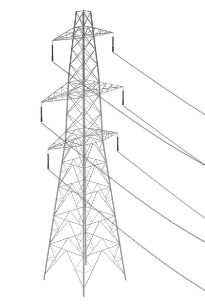 Реалистичный 3D рендеринг линии электропередач — стоковое фото