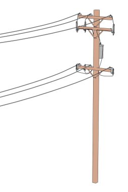 elektrik hatları 2D karikatür çizimi