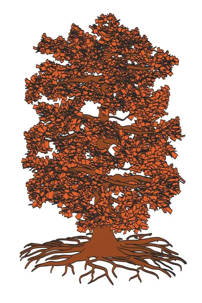 Illustrazione 2d cartone animato di quercia — Foto Stock
