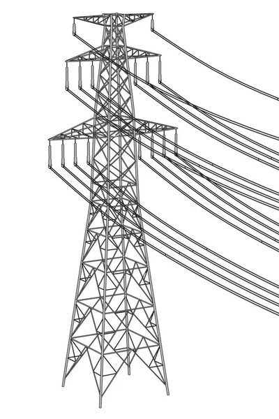 2d cartoon illustration of electric lines — Stock Photo, Image