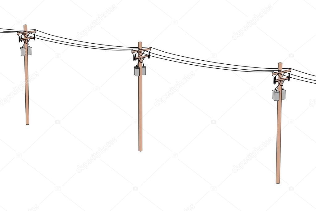 2d cartoon illustration of electric lines