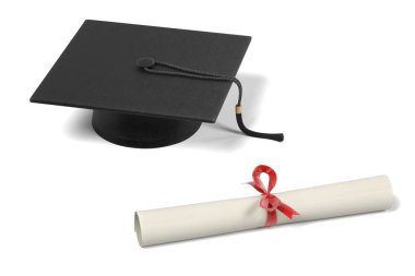 realistic 3d render of graduation set clipart